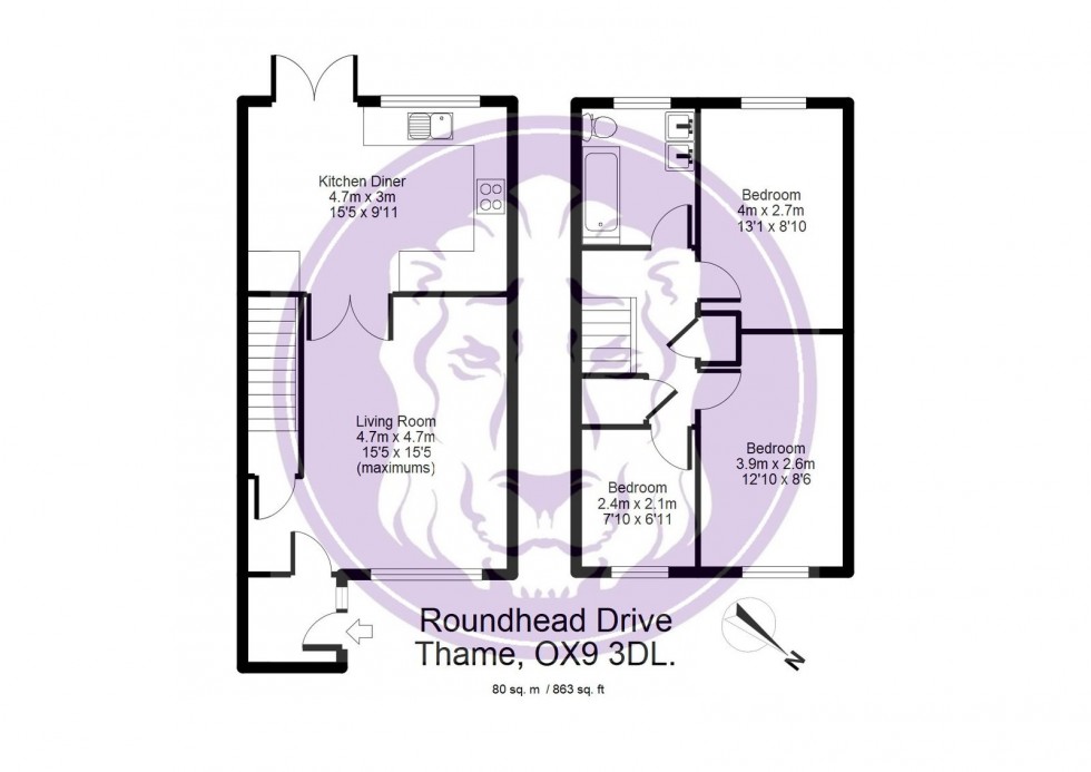 Floorplan for Roundhead Drive, Thame, OX9 3DL