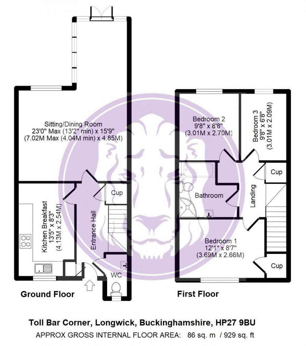 Floorplan for Toll Bar Corner, Longwick