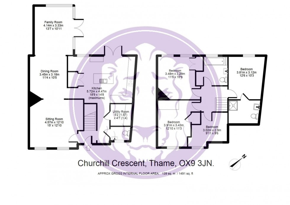 Floorplan for Churchill Crescent, Thame, OX9 3JN