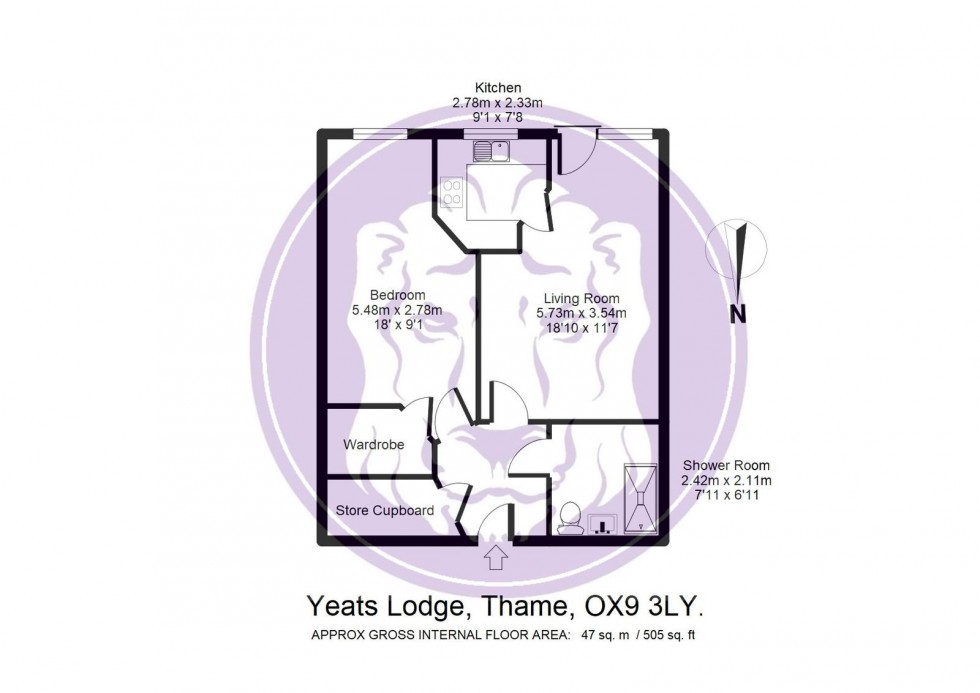 Floorplan for Yeats Lodge, Greyhound Lane, Thame, OX9 3LY