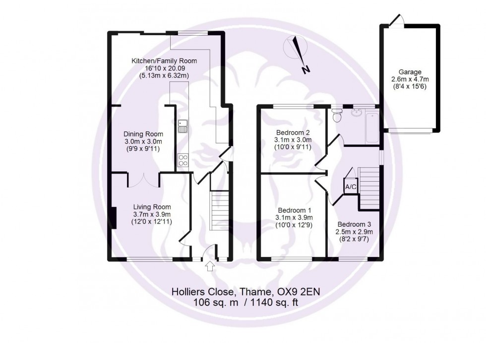 Floorplan for Holliers Close, Thame